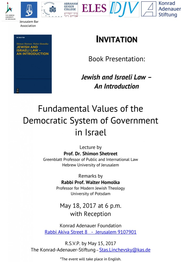 Book Presentation: Jewish and Israeli Law
