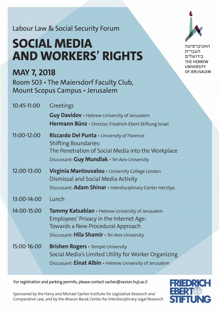 כנס בנושא:&nbsp;Social Media And Workers’ Rights