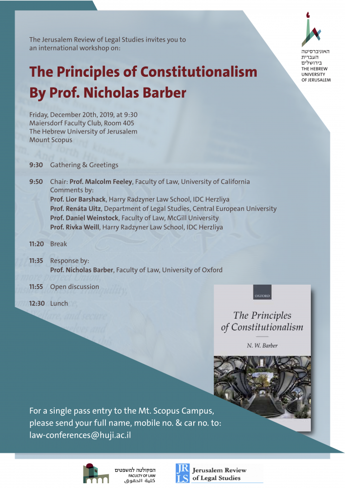 The Principles of Constitutionalism By Prof. Nicholas Barber