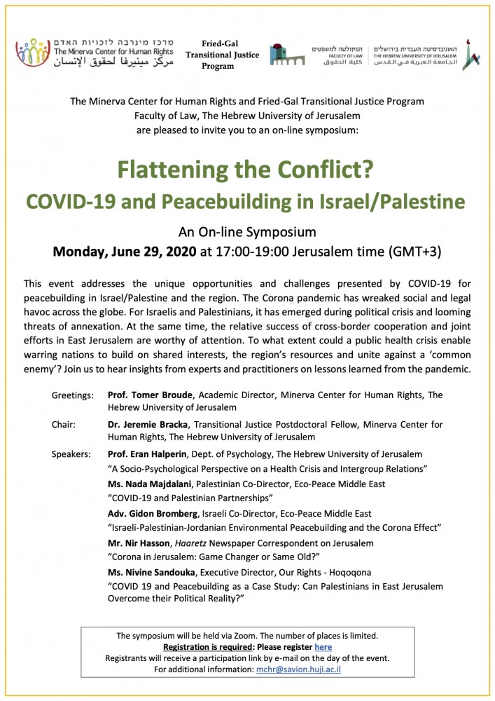 Flattening the Conflict? COVID-19 and Peacebuilding in Israel Palestine