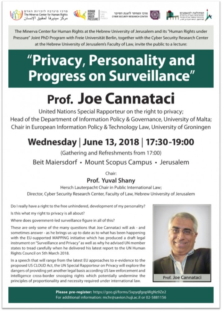 Privacy, Personality and Progress on Surveillance, Prof. Joe Cannataci