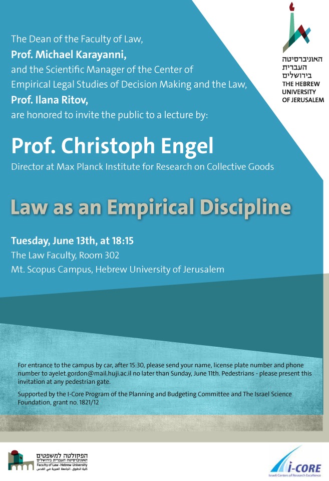A lecture by Prof. Christoph Engel - Law as an Empirical Discipline