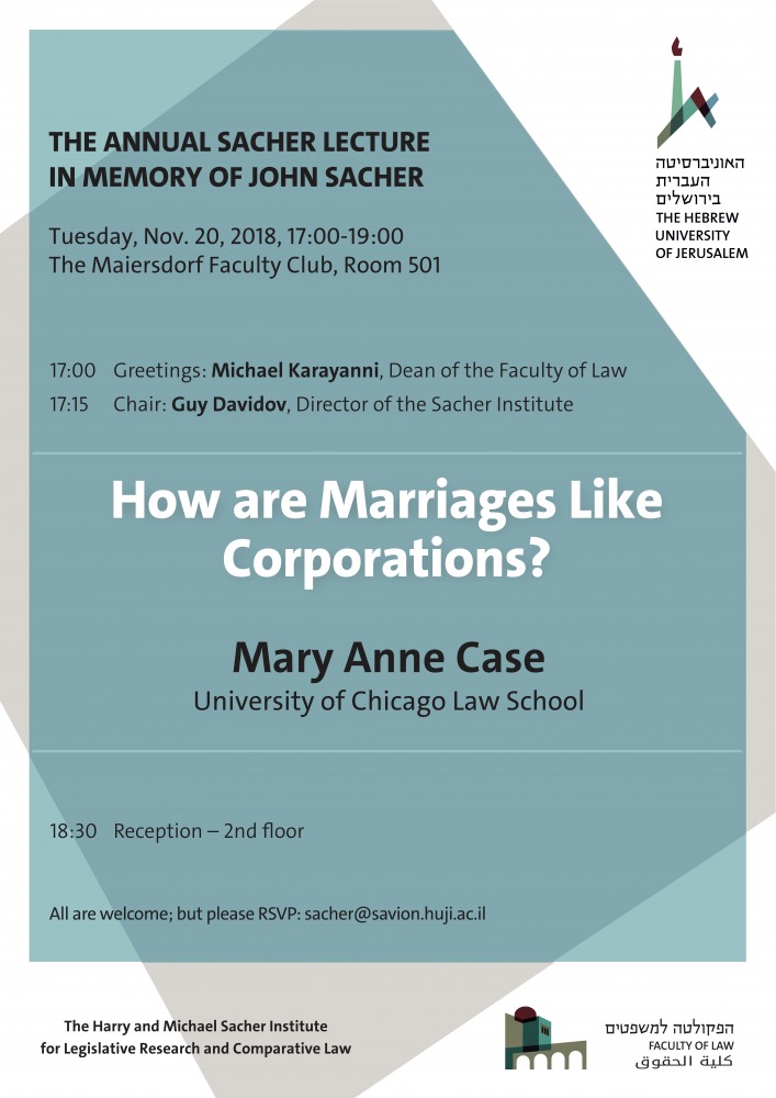 THE ANNUAL SACHER LECTURE IN MEMORY OF JOHN SACHER